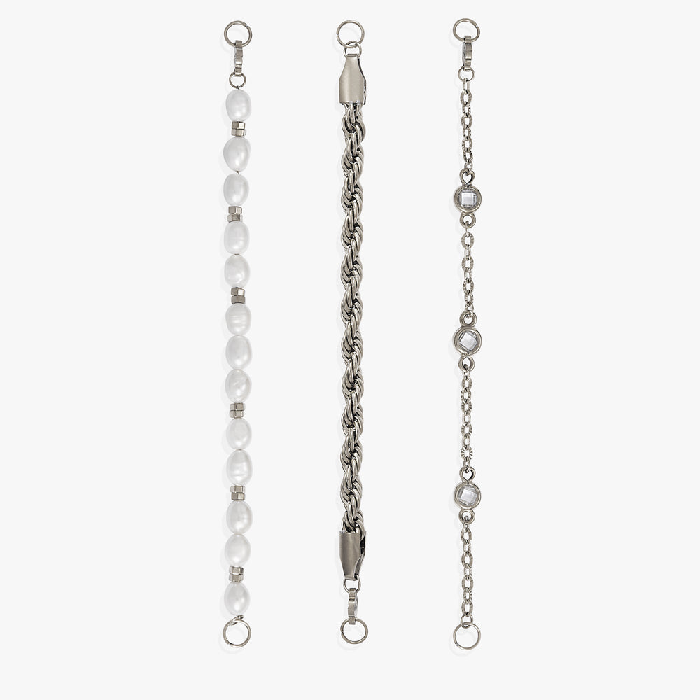 Crystal + Pearl Stranded™ Bracelet Set Stainless Steel Gold | Alex and Ani