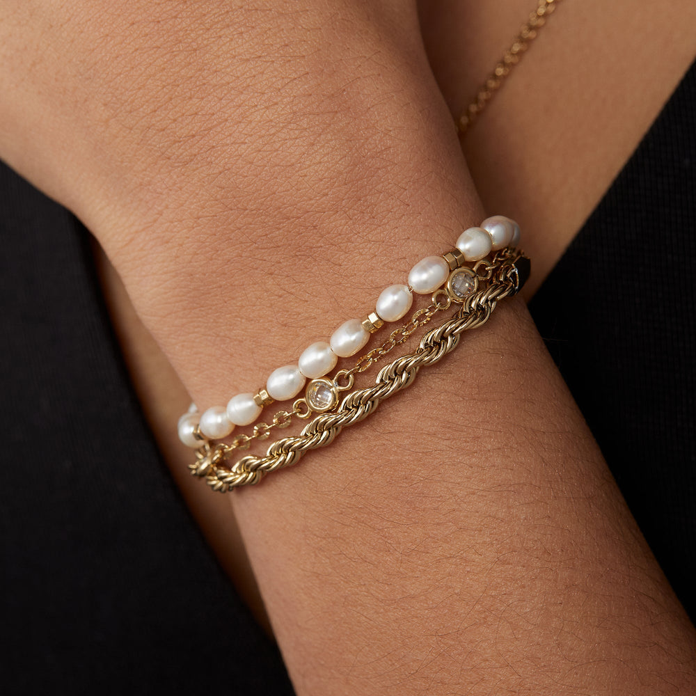 Crystal + Pearl Stranded™ Bracelet Set Stainless Steel Gold | Alex and Ani