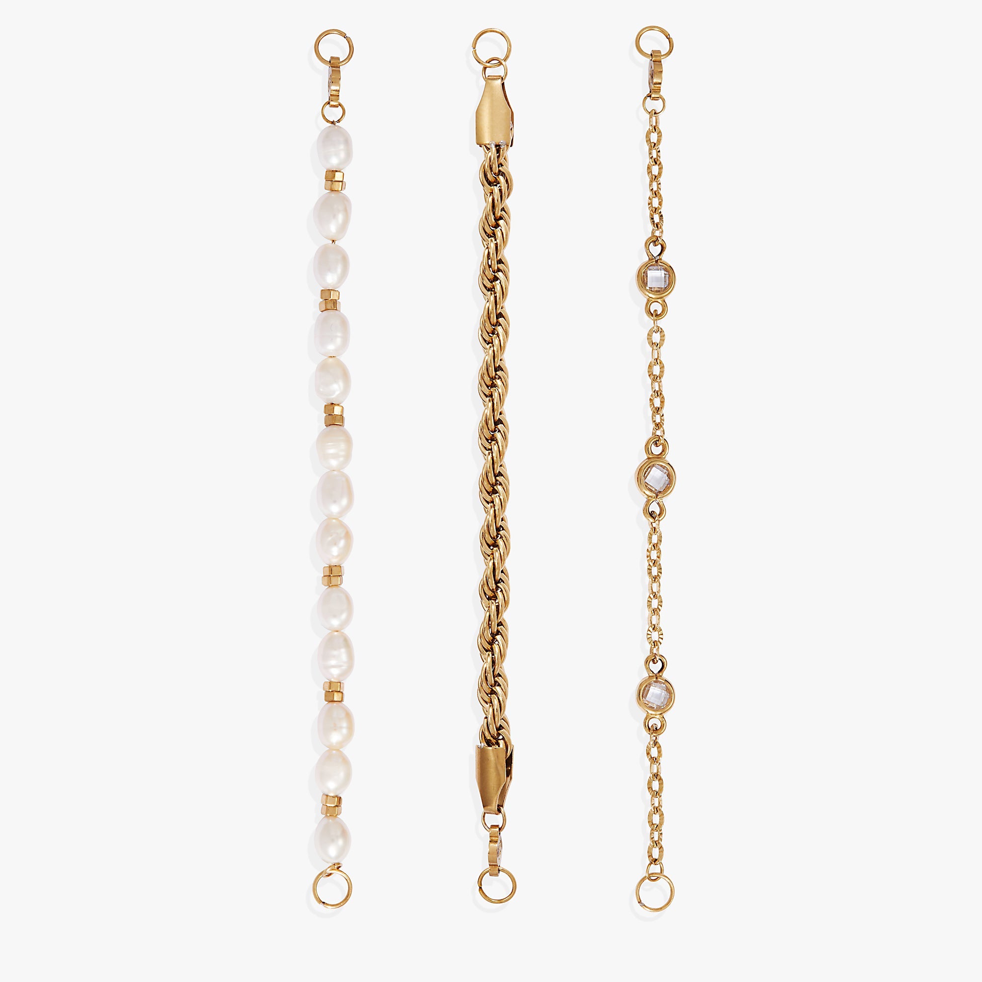 Crystal + Pearl Stranded™ Bracelet Set Stainless Steel Gold | Alex and Ani