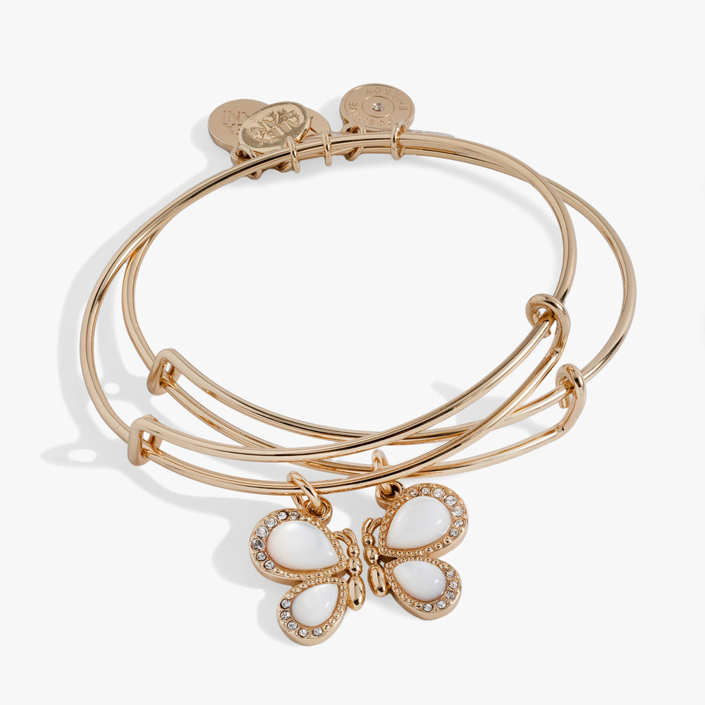 Perfect Pairs- Butterfly Wings Bangle Set of 2 Gold | Alex and Ani