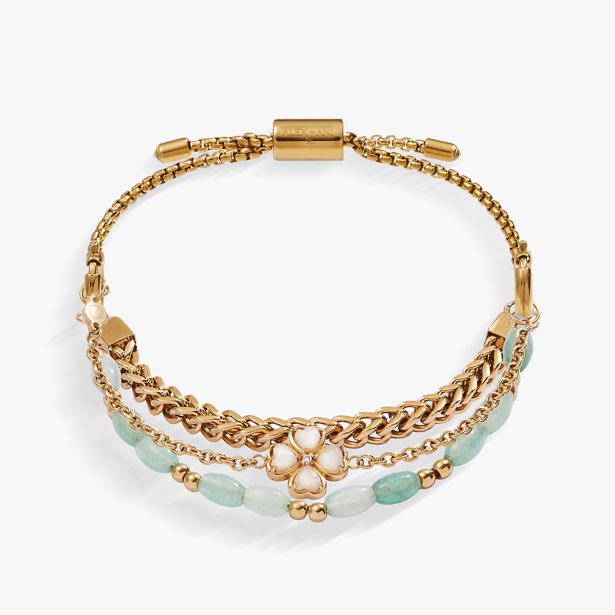 Four-Leaf Clover Stranded™ Bracelet Set Stainless Steel Gold | Alex and Ani