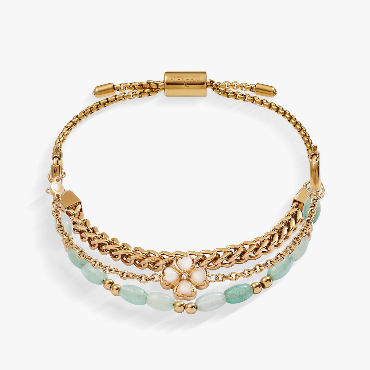 Four-Leaf Clover Stranded™ Bracelet Set Stainless Steel Gold | Alex and Ani