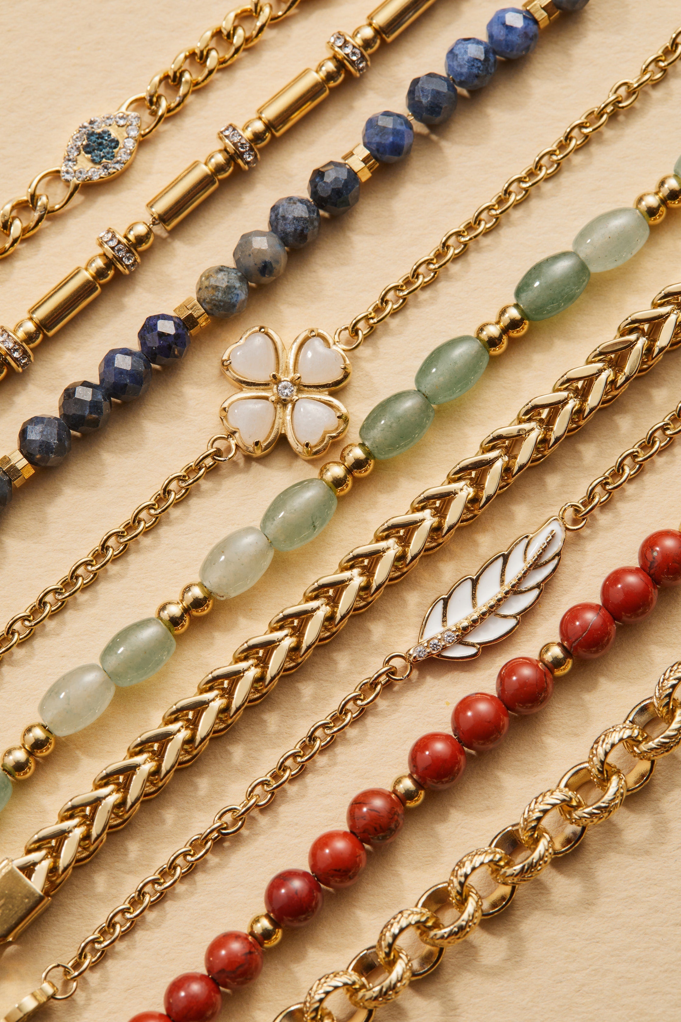 Four-Leaf Clover Stranded™ Bracelet Set Stainless Steel Gold | Alex and Ani