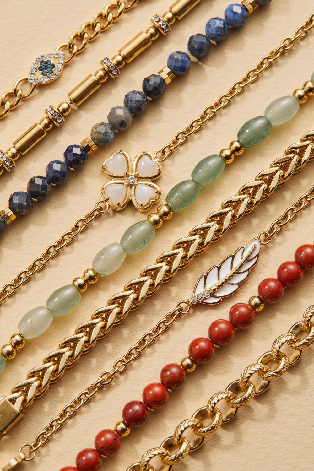Four-Leaf Clover Stranded™ Bracelet Set Stainless Steel Gold | Alex and Ani