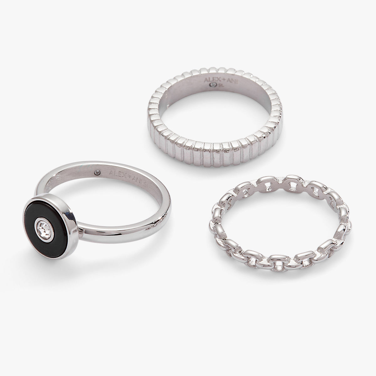 Black Onyx Textured Statement Ring Set Stainless Steel Gold | Alex and Ani