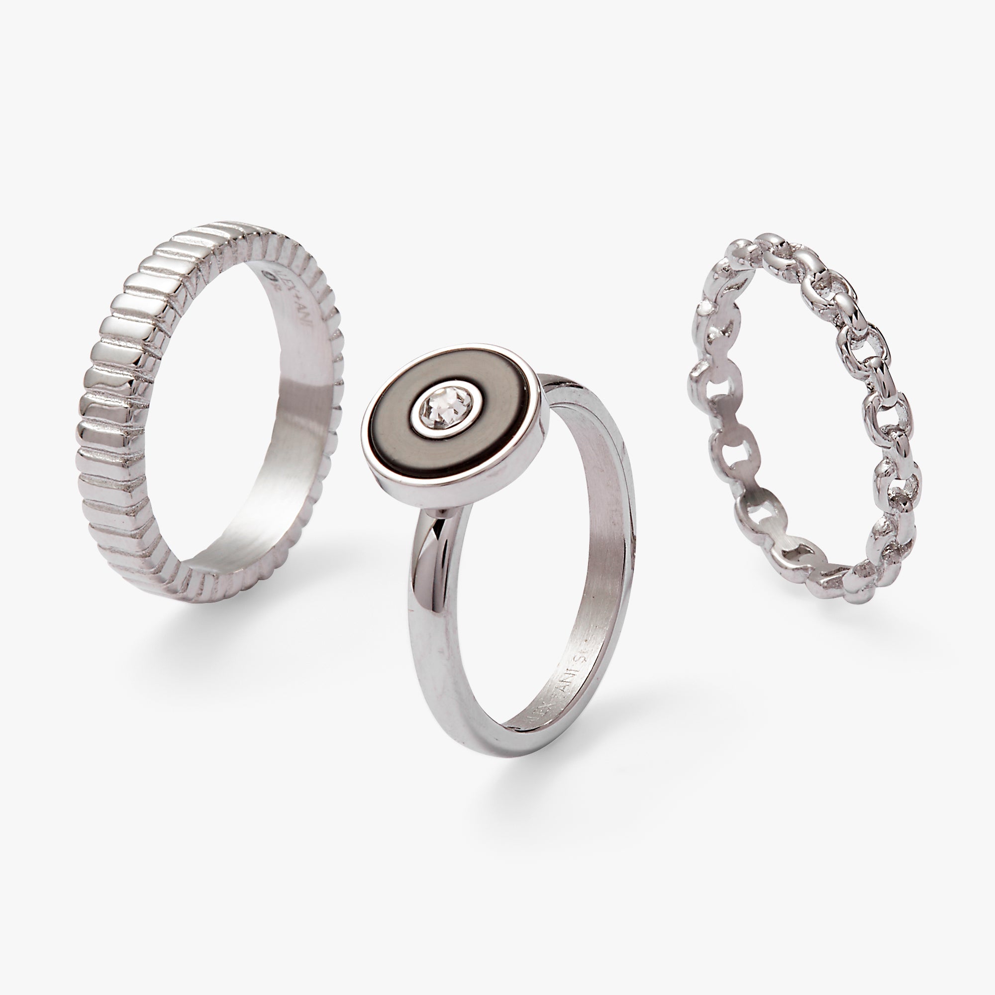 Black Onyx Textured Statement Ring Set Stainless Steel Gold | Alex and Ani