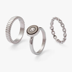Black Onyx Textured Statement Ring Set Stainless Steel Gold | Alex and Ani