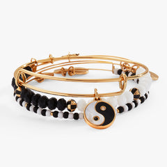 Mother of Pearl Yin Yang Bangles, Set of 3 Gold | Alex and Ani