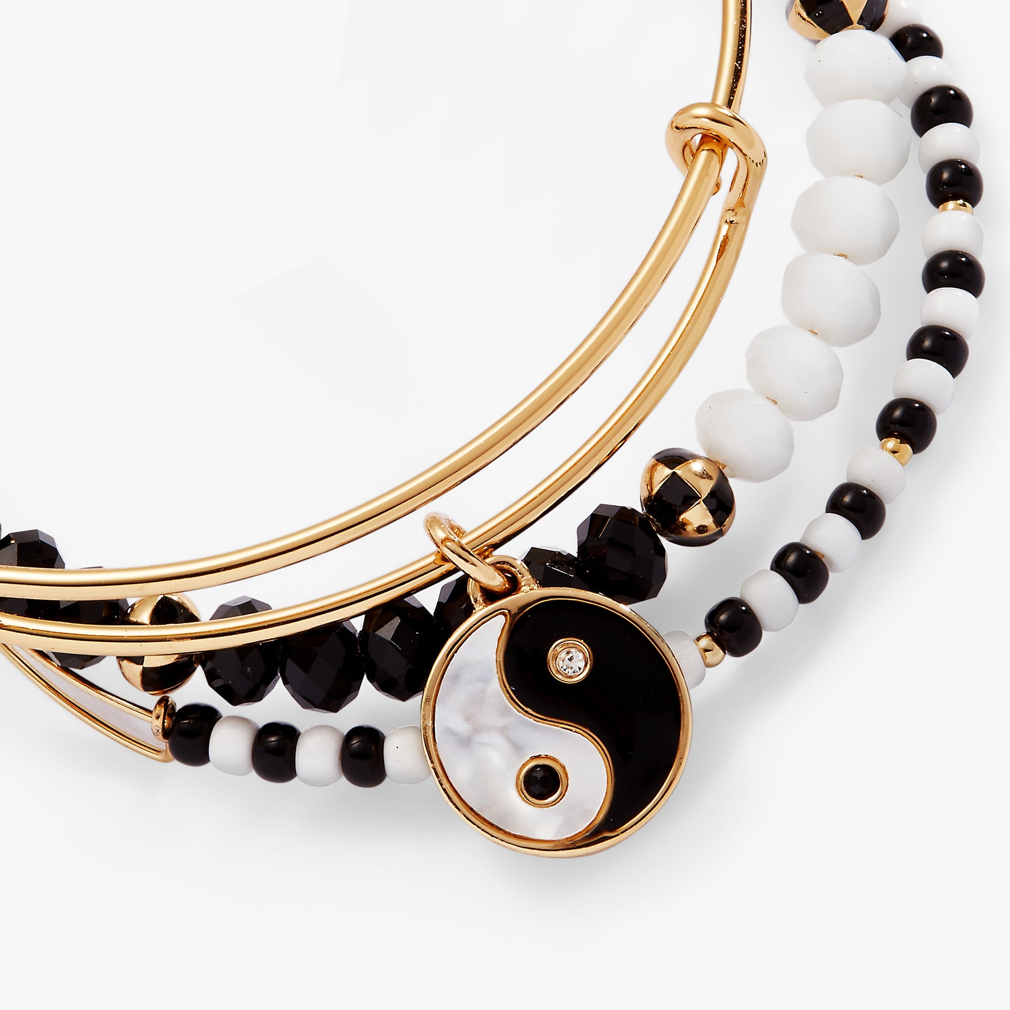 Mother of Pearl Yin Yang Bangles, Set of 3 Gold | Alex and Ani