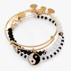 Mother of Pearl Yin Yang Bangles, Set of 3 Gold | Alex and Ani