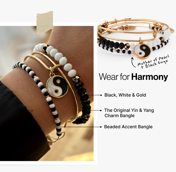 Mother of Pearl Yin Yang Bangles, Set of 3 Gold | Alex and Ani