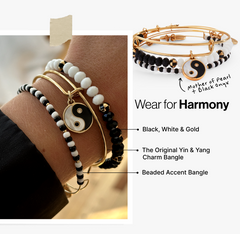 Mother of Pearl Yin Yang Bangles, Set of 3 Gold | Alex and Ani
