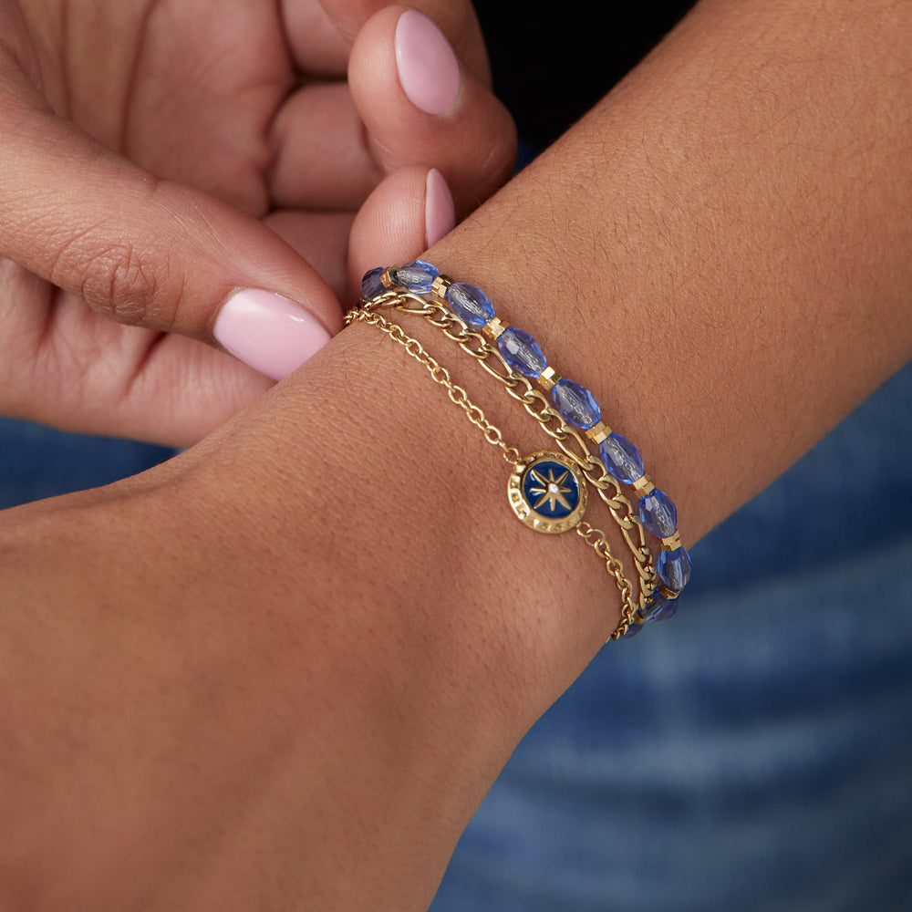 Compass Stranded™ Bracelet Set Stainless Steel Gold | Alex and Ani
