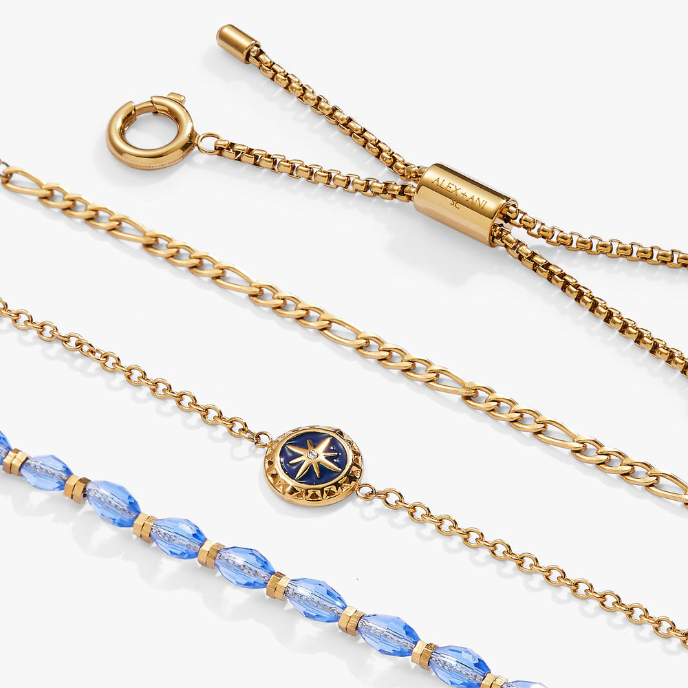 Compass Stranded™ Bracelet Set Stainless Steel Gold | Alex and Ani