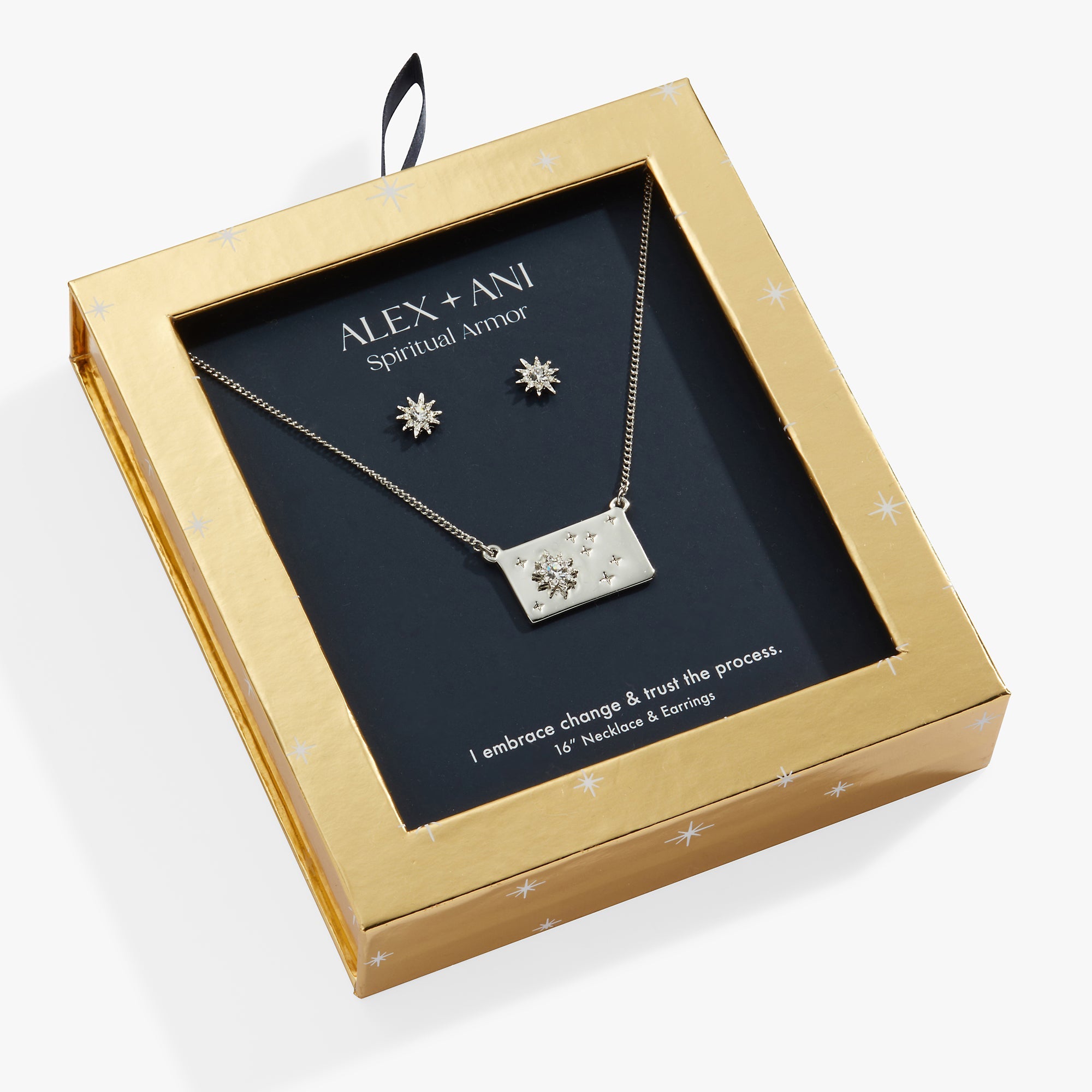 Starburst Charm Necklace and Stud Earring Gift Set Silver | Alex and Ani