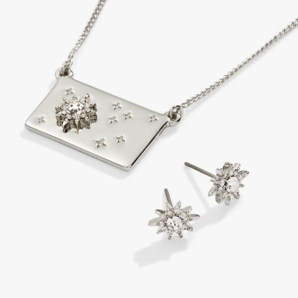 Starburst Charm Necklace and Stud Earring Gift Set Silver | Alex and Ani