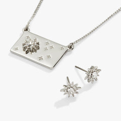 Starburst Charm Necklace and Stud Earring Gift Set Silver | Alex and Ani