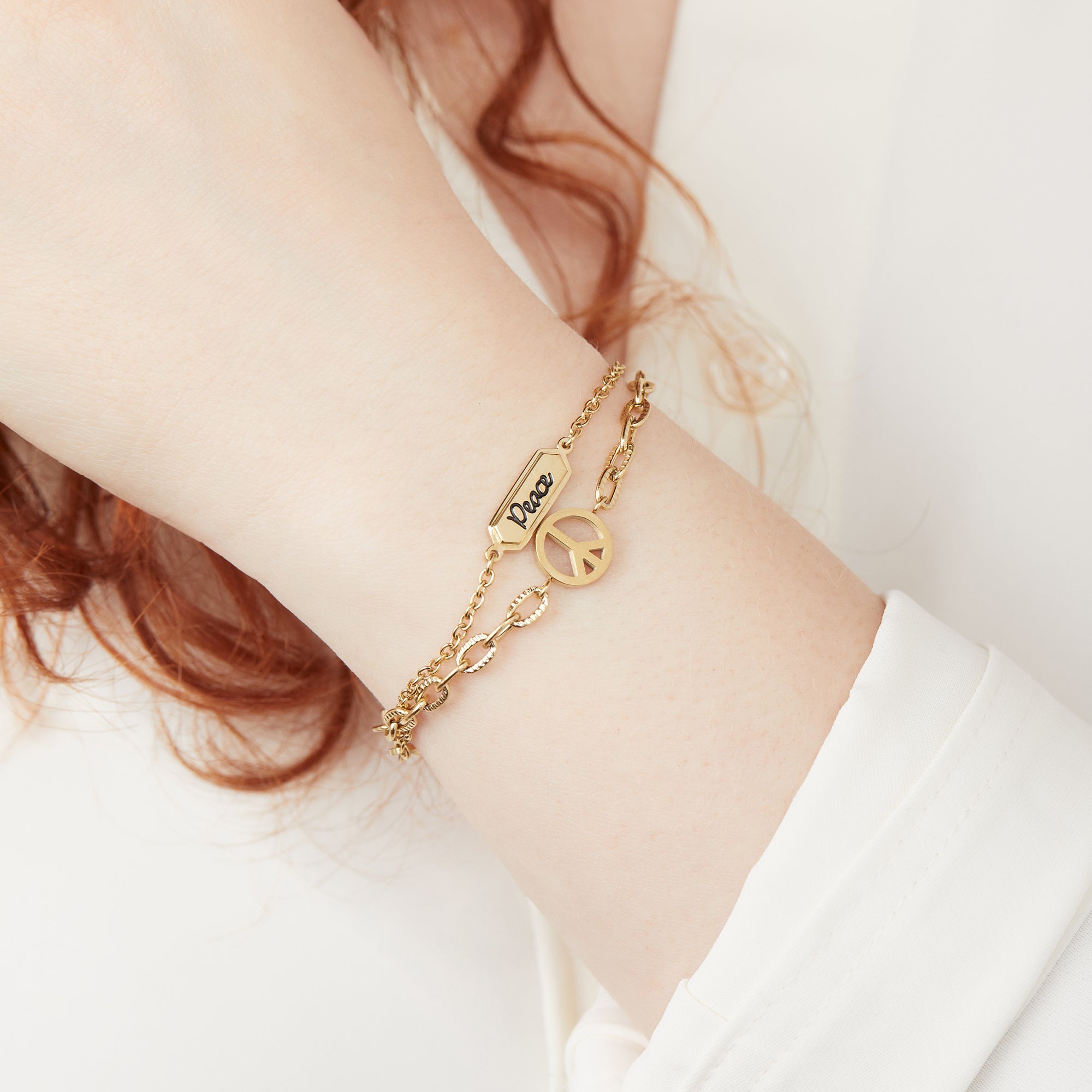 Peace Stranded Bracelet™ Set Stainless Steel Gold | Alex and Ani