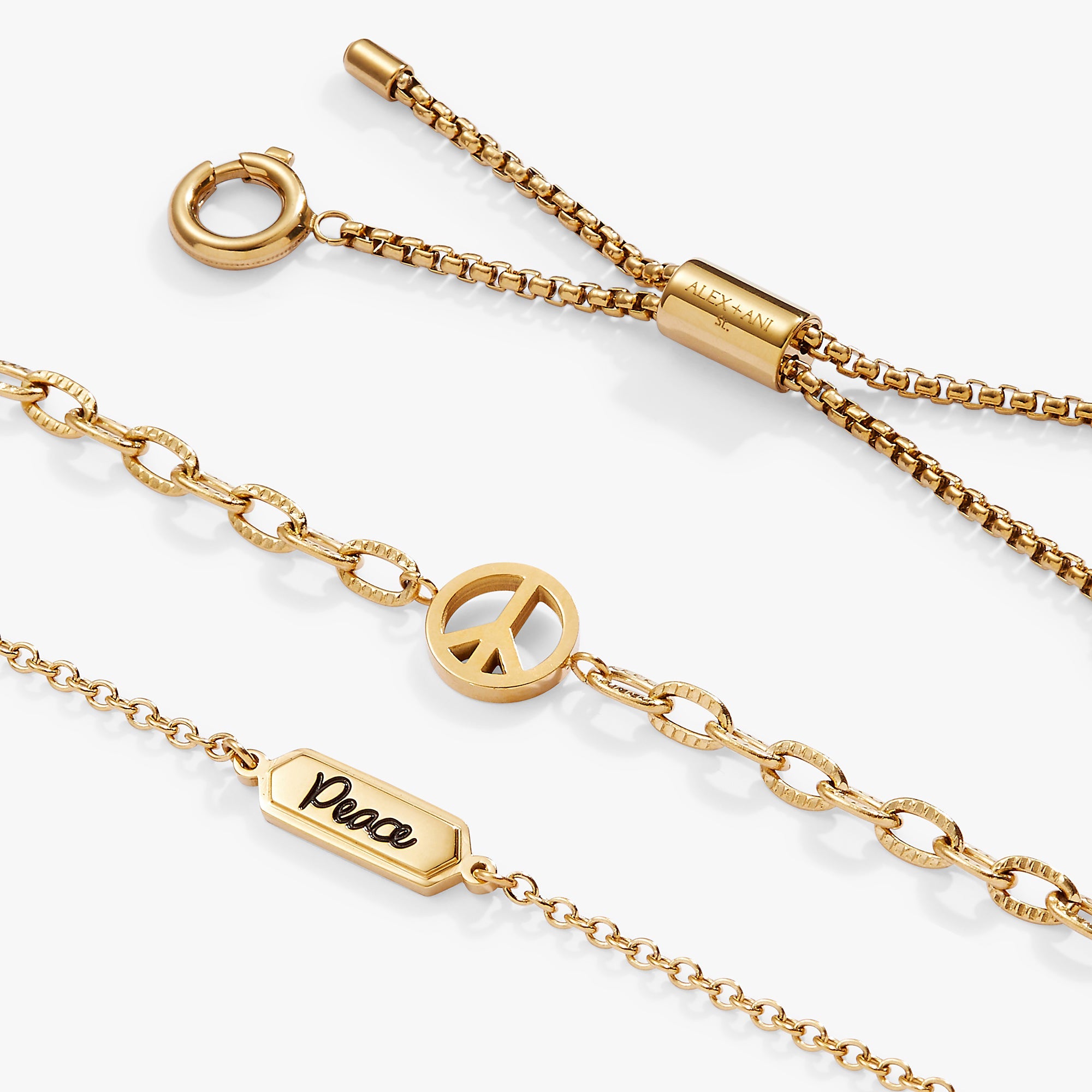 Peace Stranded Bracelet™ Set Stainless Steel Gold | Alex and Ani