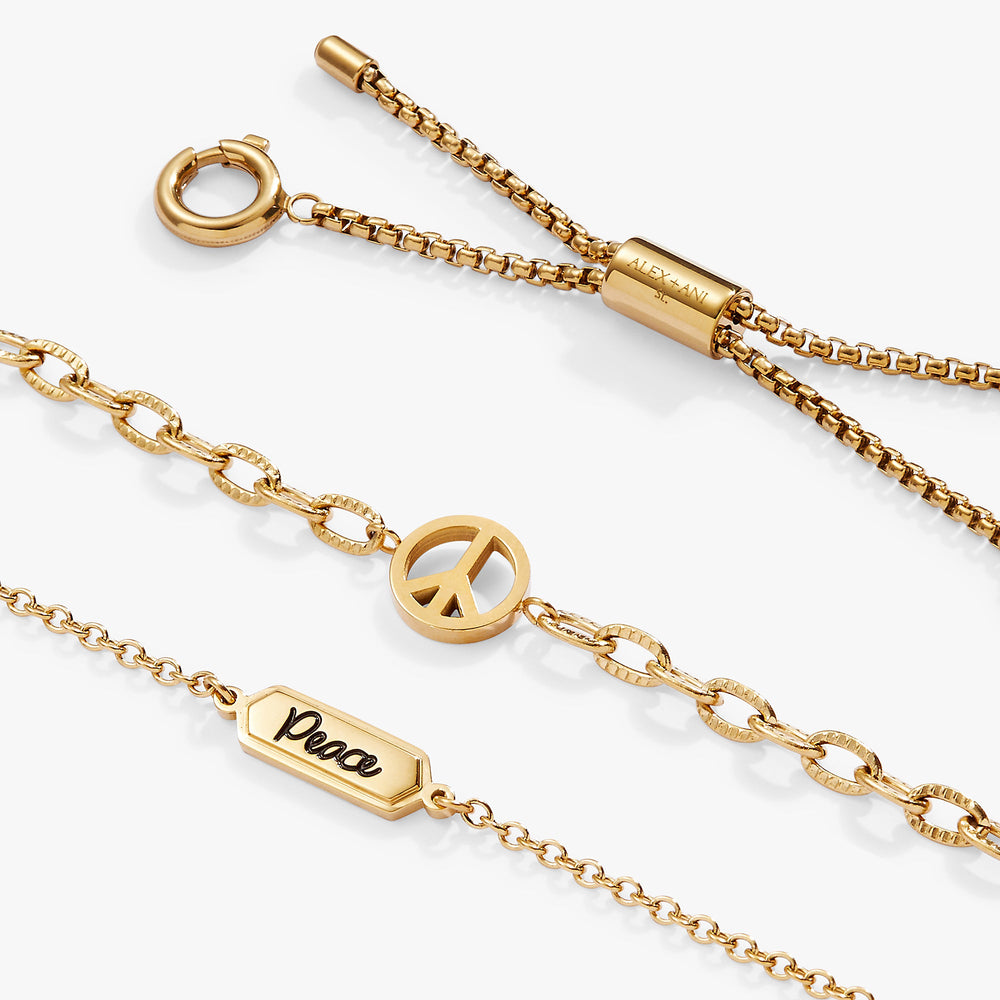 Peace Stranded Bracelet™ Set Stainless Steel Gold | Alex and Ani