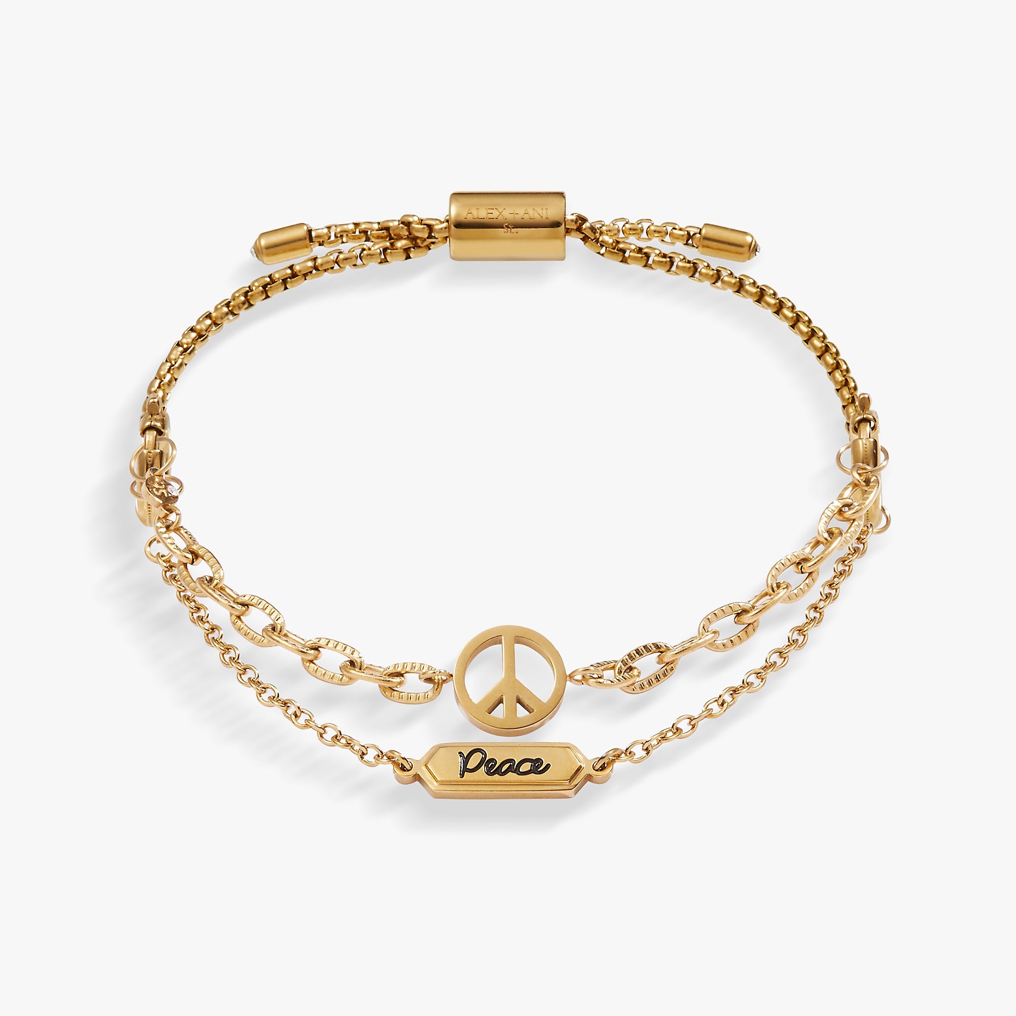 Peace Stranded Bracelet™ Set Stainless Steel Gold | Alex and Ani