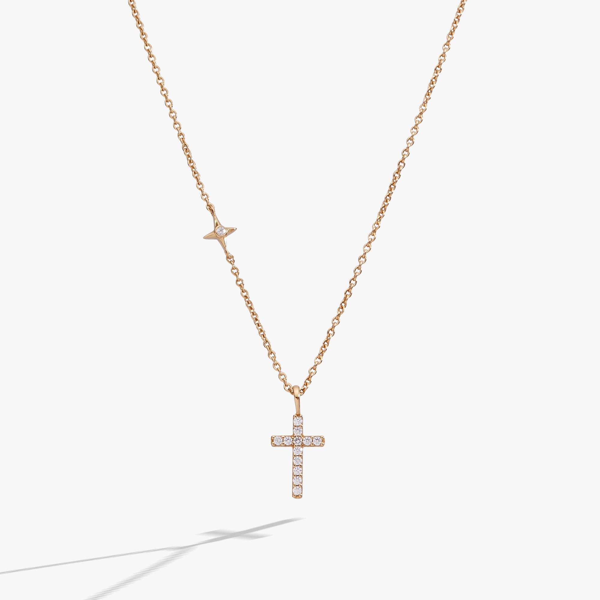 Delicate Pave Cross Pendant Necklace 14kt Gold Over Sterling Silver | Alex and Ani