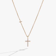 Delicate Pave Cross Pendant Necklace 14kt Gold Over Sterling Silver | Alex and Ani