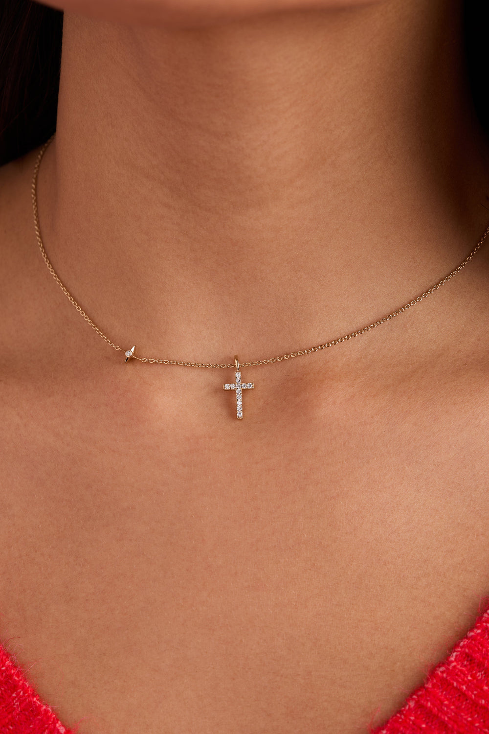 Delicate Pave Cross Pendant Necklace 14kt Gold Over Sterling Silver | Alex and Ani
