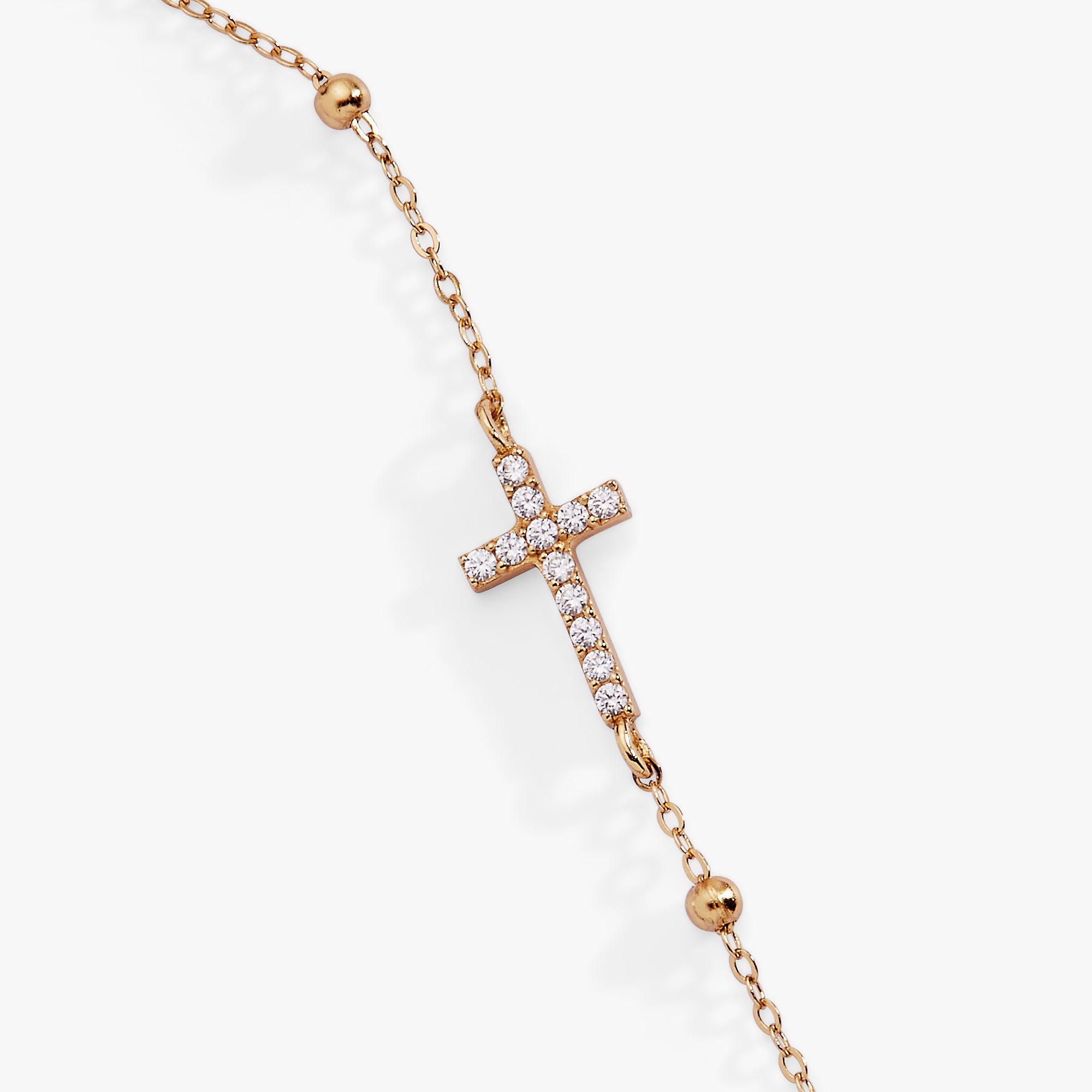 Cross Delicate Pave Crystal Beaded Strand Bracelet Sterling Silver | Alex and Ani