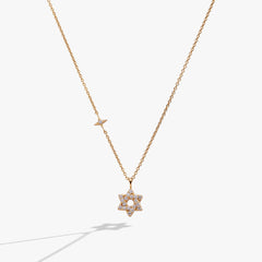 Delicate Pave Star of David Pendant Necklace 14kt Gold Over Sterling Silver | Alex and Ani
