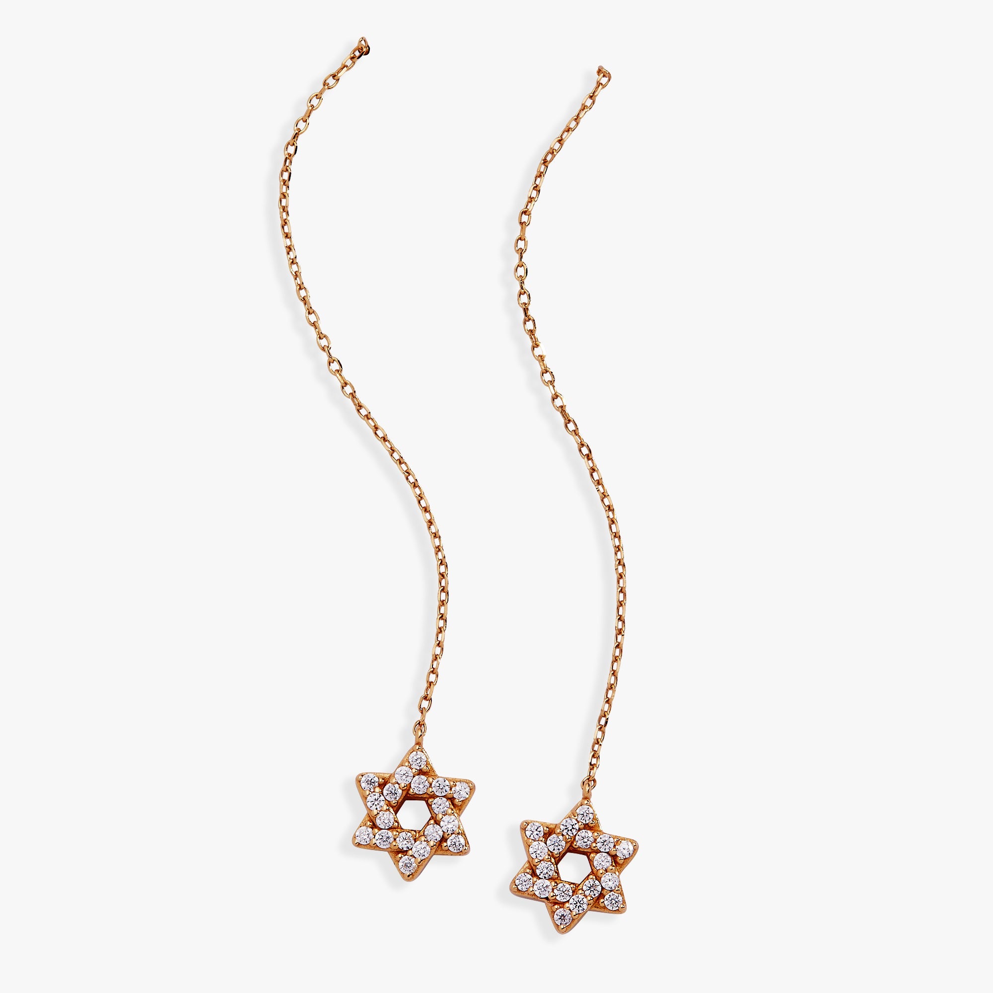 Delicate Pave Star of David Threader Earrings 14kt Gold Over Sterling Silver | Alex and Ani