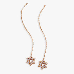 Delicate Pave Star of David Threader Earrings 14kt Gold Over Sterling Silver | Alex and Ani