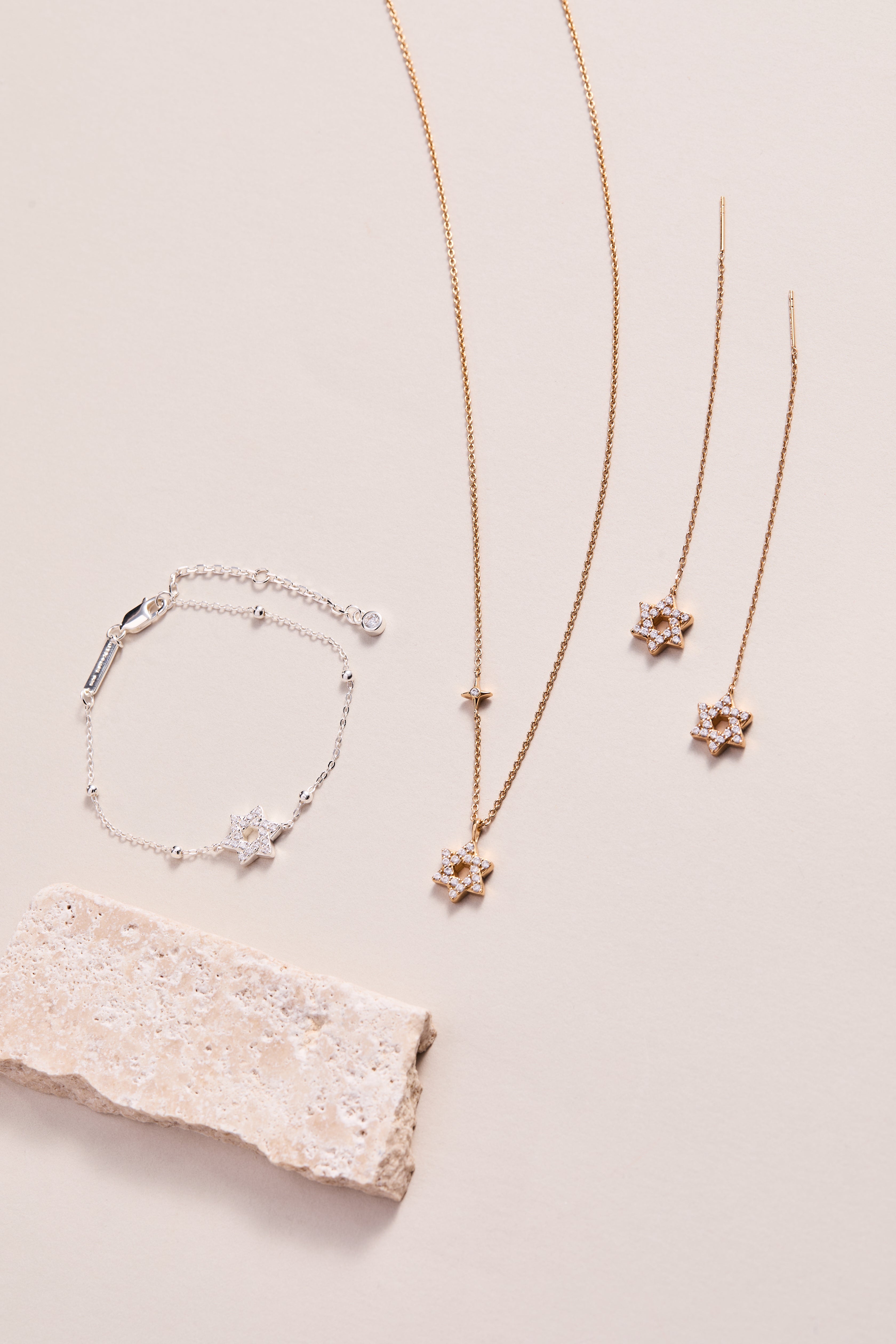 Delicate Pave Star of David Threader Earrings 14kt Gold Over Sterling Silver | Alex and Ani
