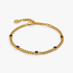 Amethyst Curb Chain Bracelet, February Birthstone Gold | Alex and Ani