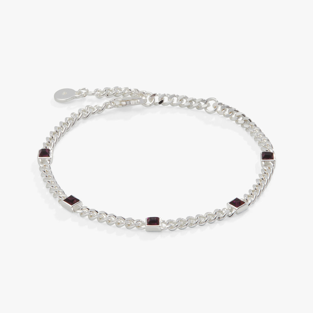 Amethyst Curb Chain Bracelet, February Birthstone Gold | Alex and Ani
