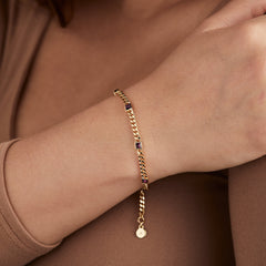 Amethyst Curb Chain Bracelet, February Birthstone Gold | Alex and Ani