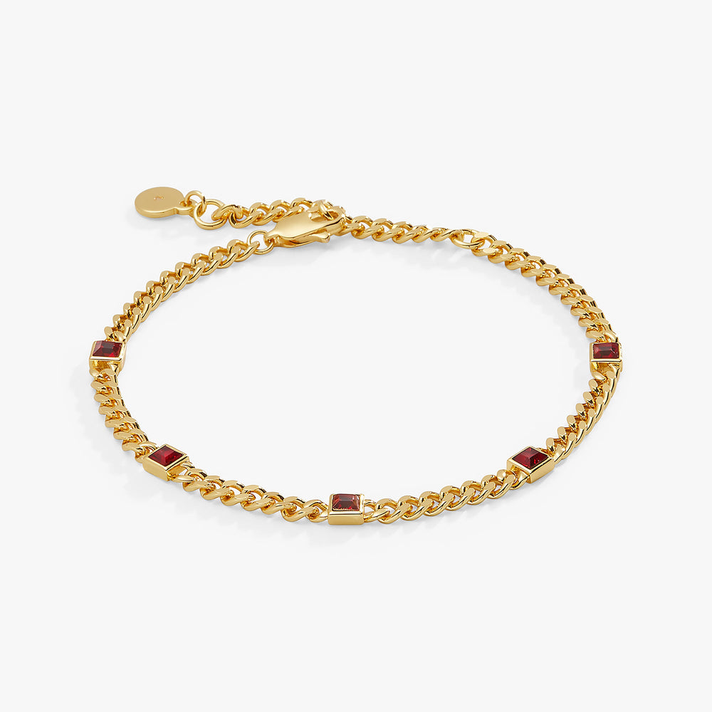 Scarlet Curb Chain Bracelet, January Birthstone Gold | Alex and Ani
