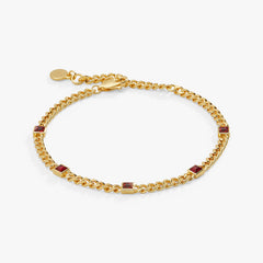 Scarlet Curb Chain Bracelet, January Birthstone Gold | Alex and Ani