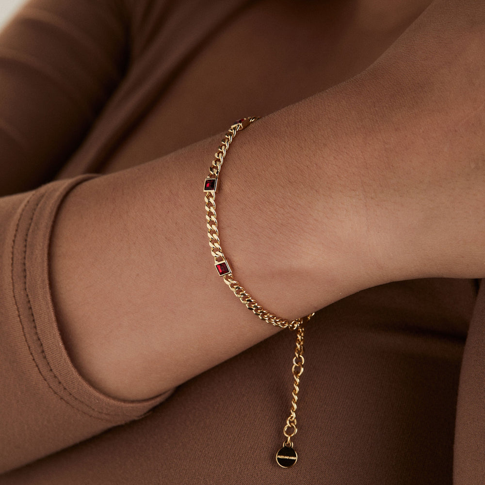 Scarlet Curb Chain Bracelet, January Birthstone Gold | Alex and Ani