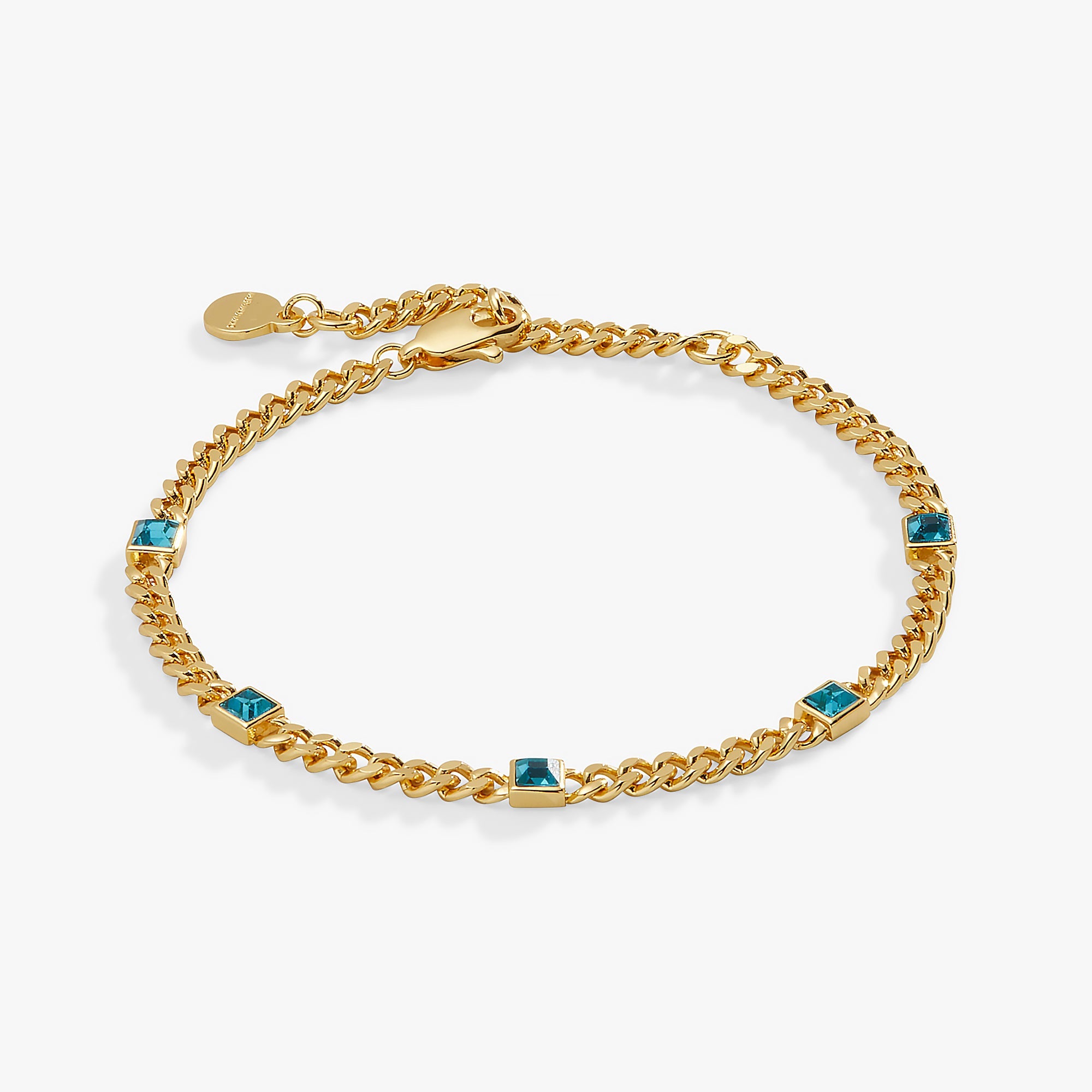 Blue Zircon Curb Chain Bracelet, December Birthstone Gold | Alex and Ani