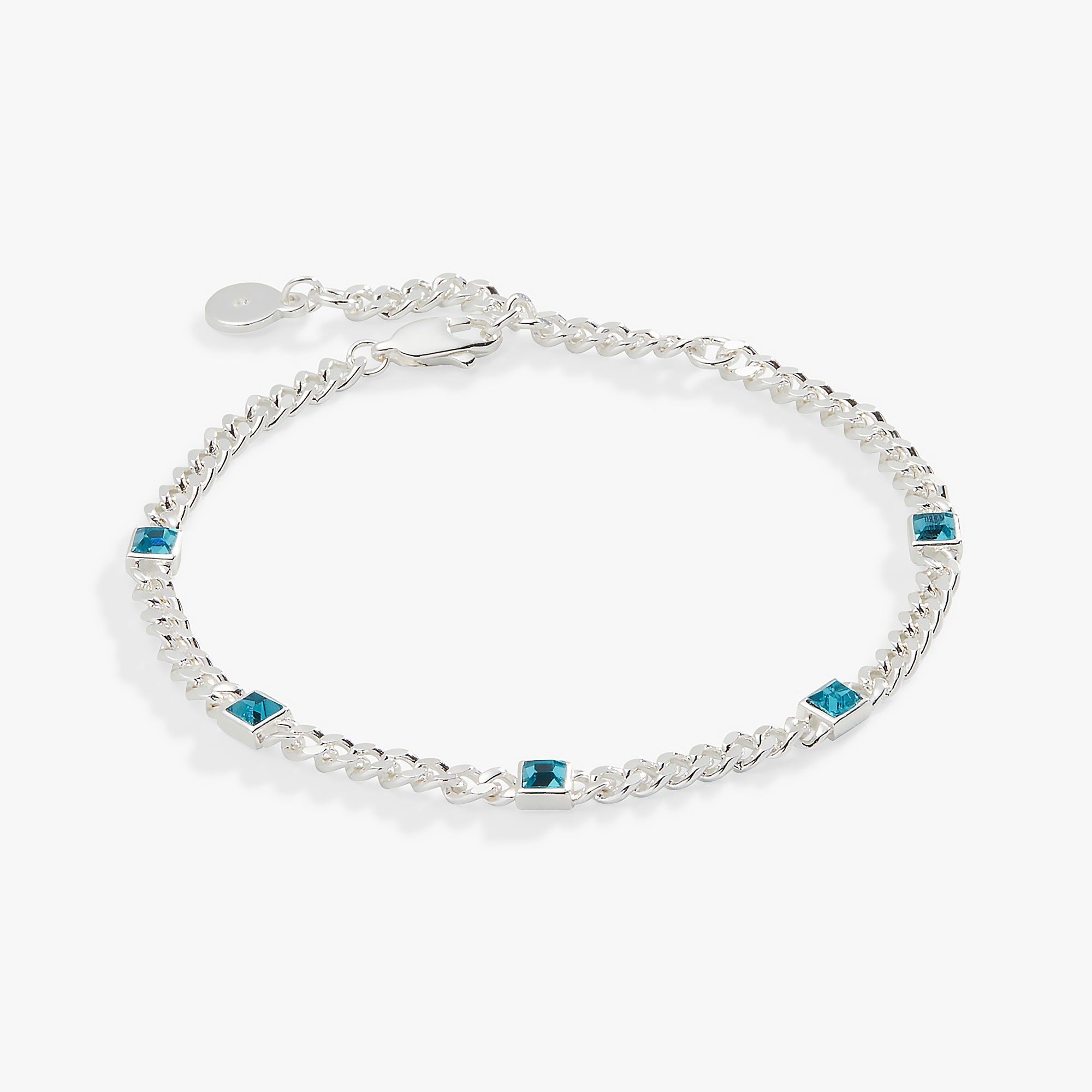 Blue Zircon Curb Chain Bracelet, December Birthstone Gold | Alex and Ani