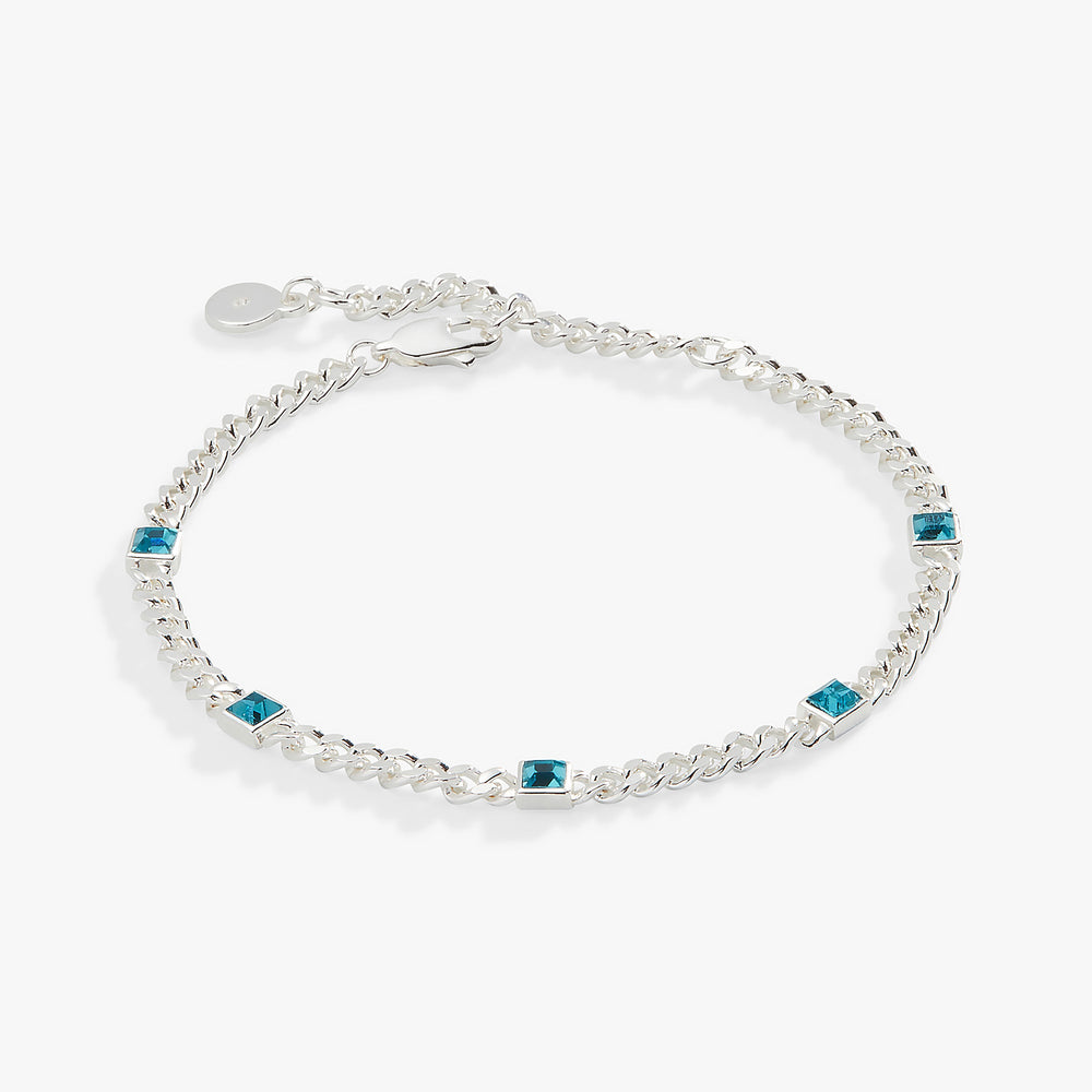Blue Zircon Curb Chain Bracelet, December Birthstone Gold | Alex and Ani