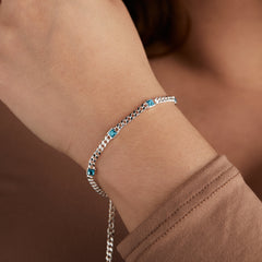 Blue Zircon Curb Chain Bracelet, December Birthstone Gold | Alex and Ani