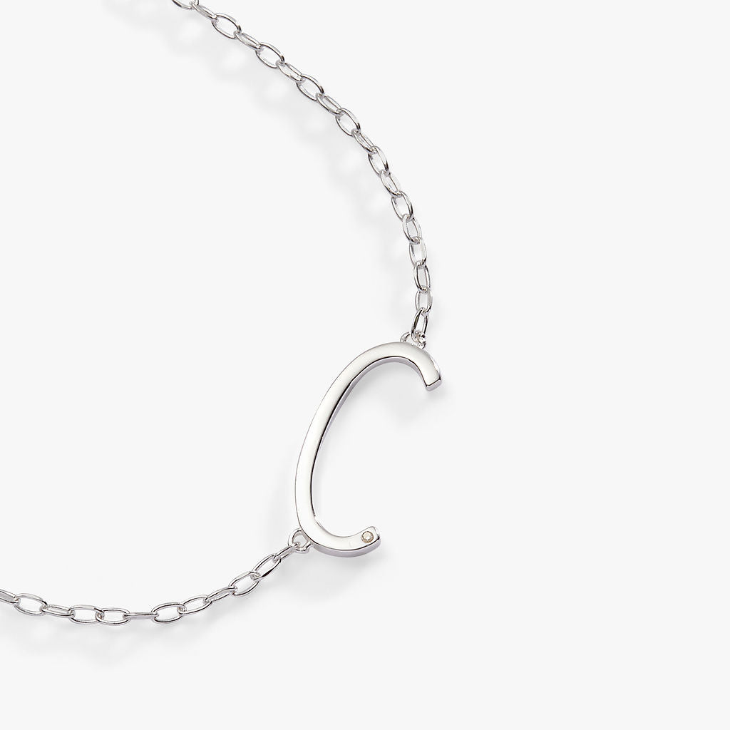 Precious Elongated Initial Necklace C Sterling Silver | Alex and Ani