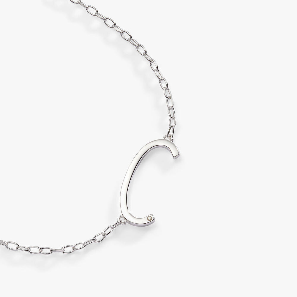 Precious Elongated Initial Necklace C Sterling Silver | Alex and Ani
