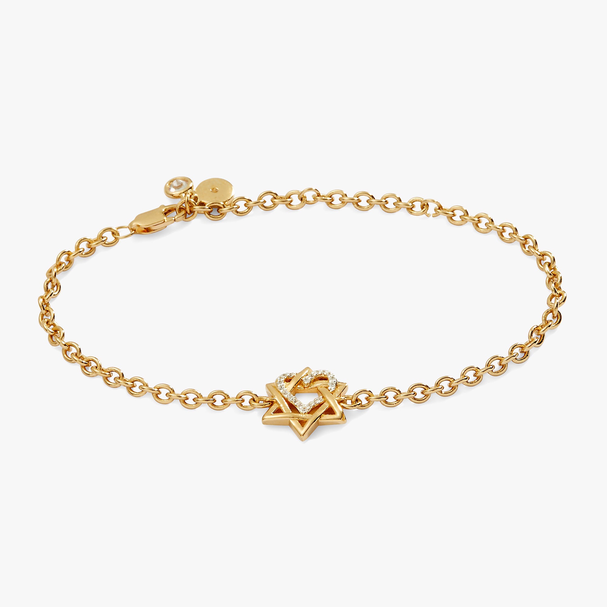Star of David Heart Bracelet, 14kt Gold Plated Two Tone - Sterling Silver | Alex and Ani