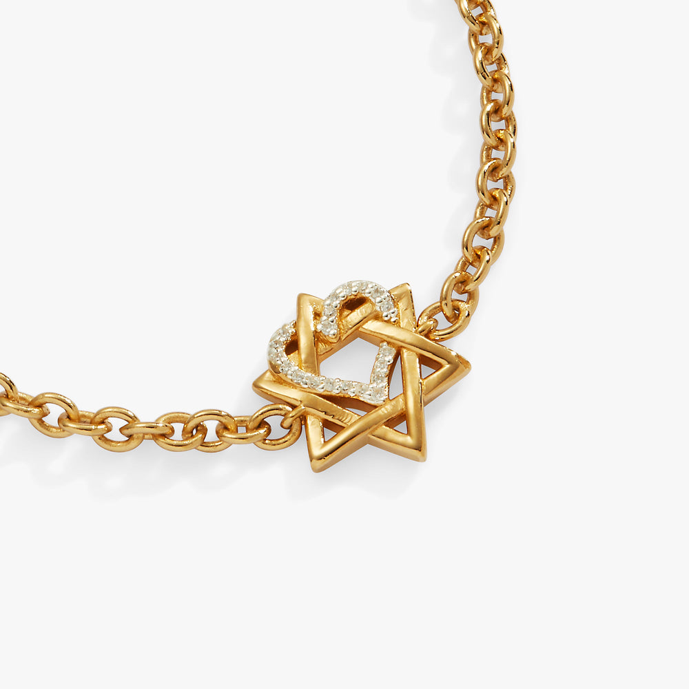 Star of David Heart Bracelet, 14kt Gold Plated Two Tone - Sterling Silver | Alex and Ani