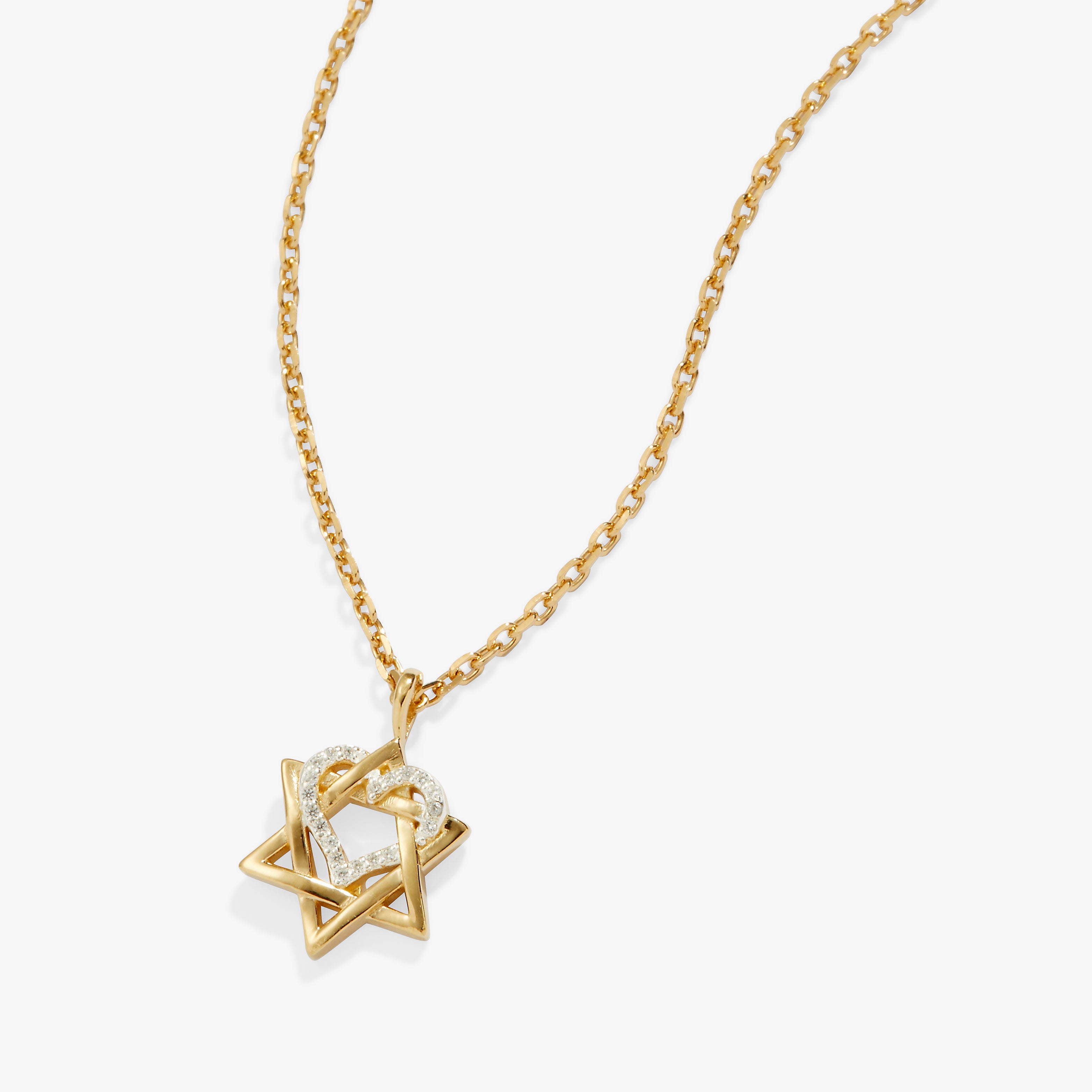 Star of David Heart Necklace, 14kt Gold Plated Two Tone - Sterling Silver | Alex and Ani