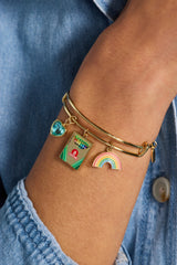 Crayola 'To Teach Is To Color A Life Forever' Multi Charm Bangle Gold | Alex and Ani