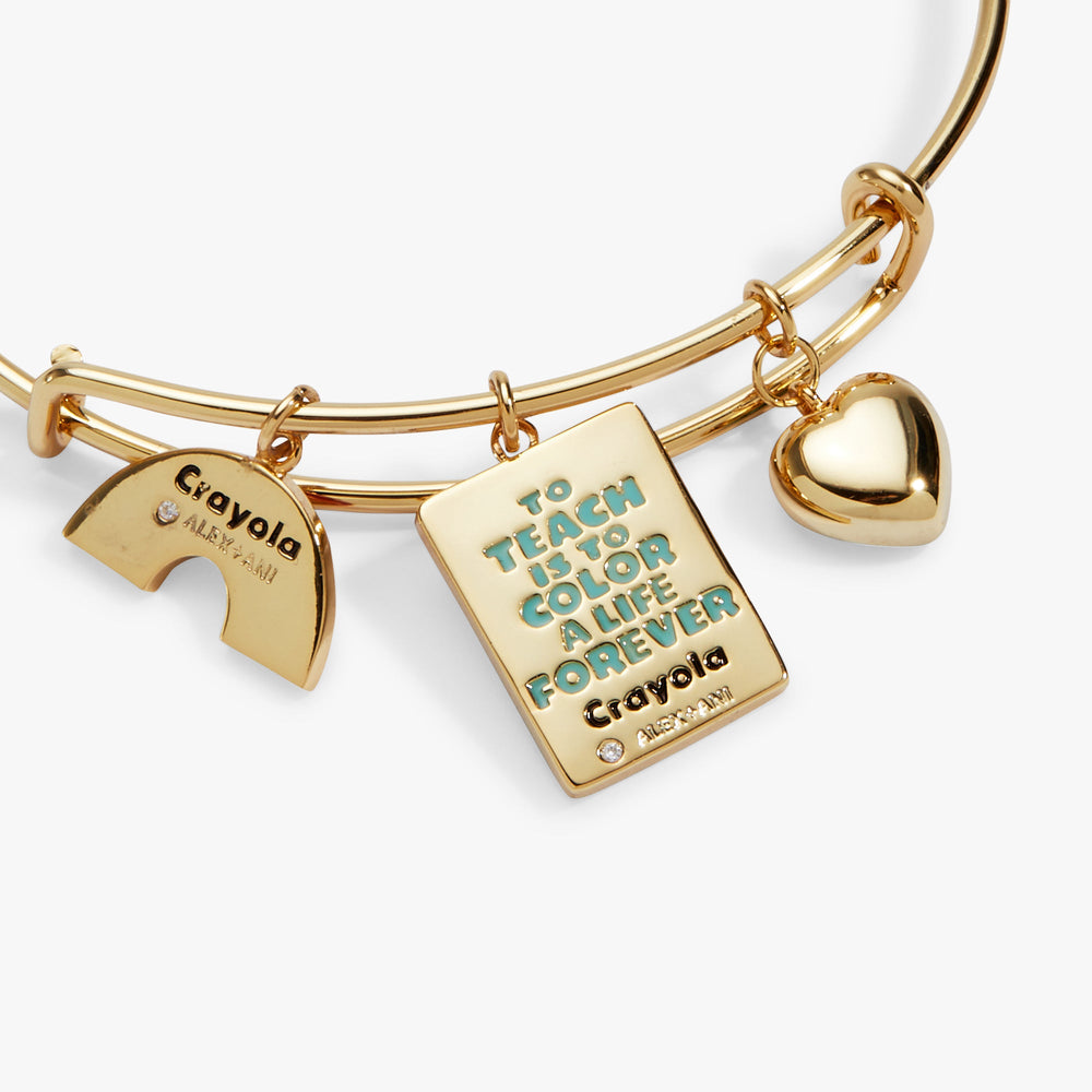 Crayola 'To Teach Is To Color A Life Forever' Multi Charm Bangle Gold | Alex and Ani